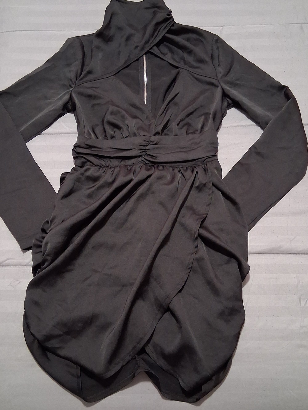 PrettyLittleThing Black Long Sleeve Wrap Mini Dress